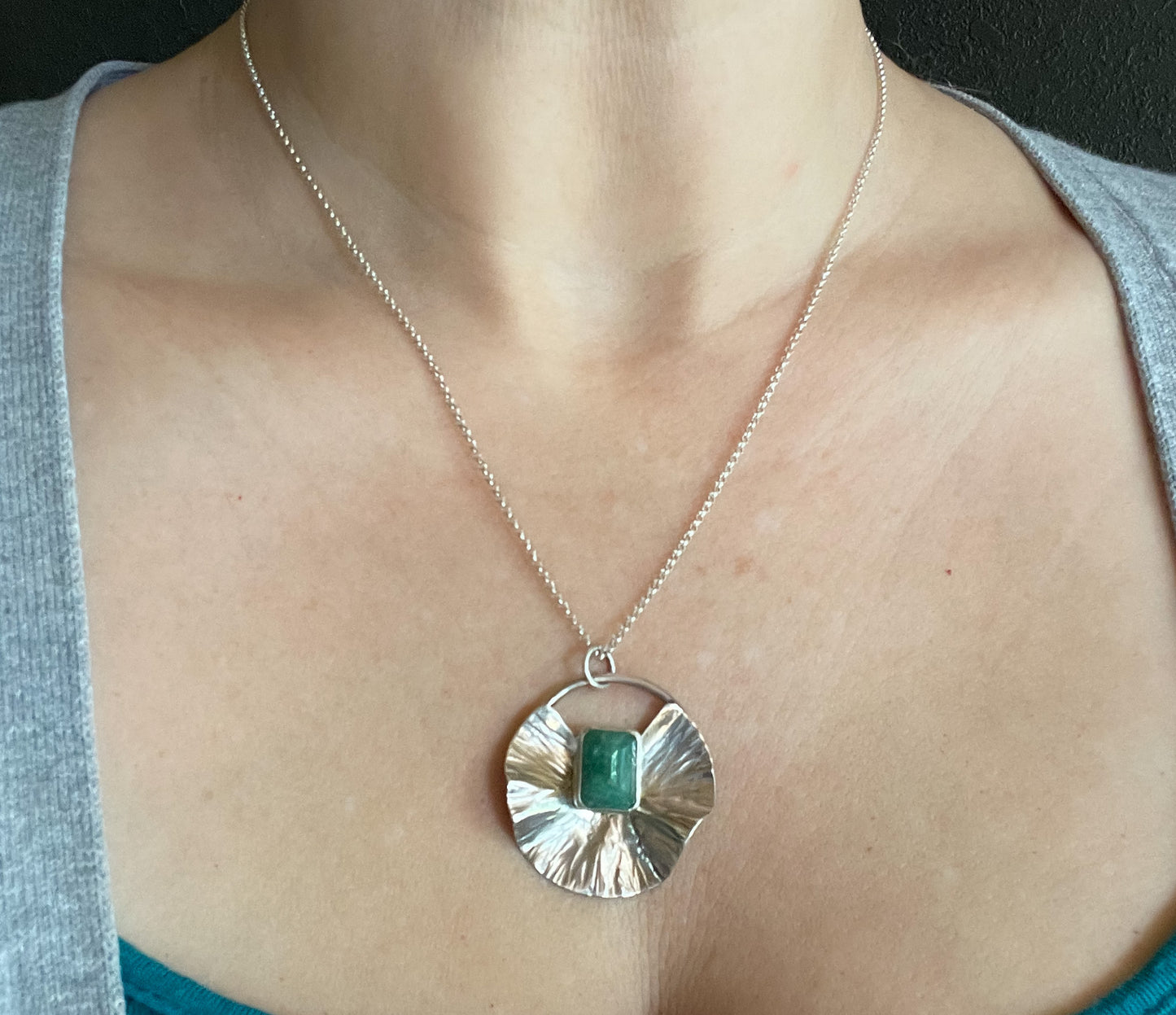 Emerald Rose Petal Necklace
