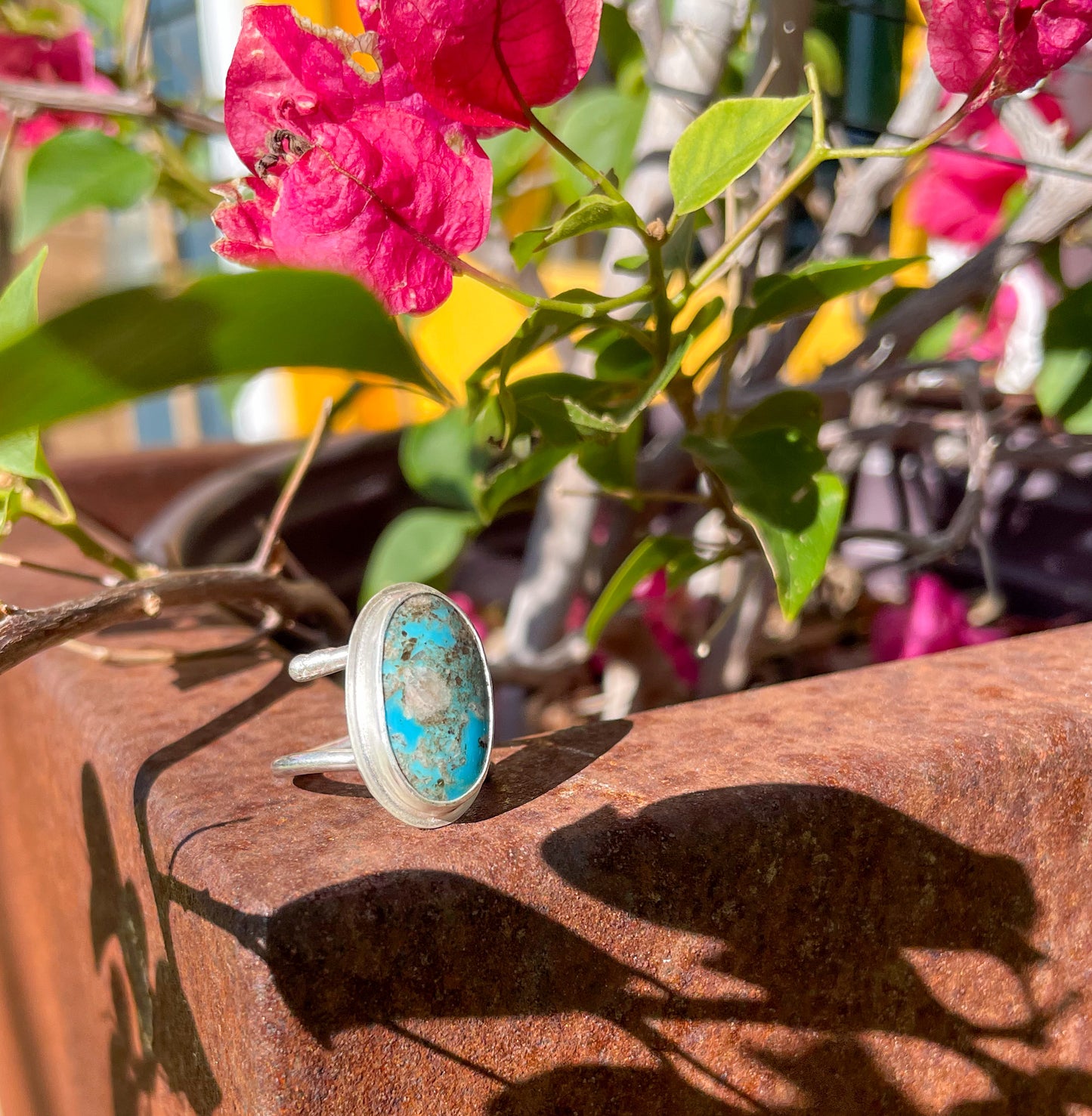 One of a Kind Rimmed Turquoise Elements Ring