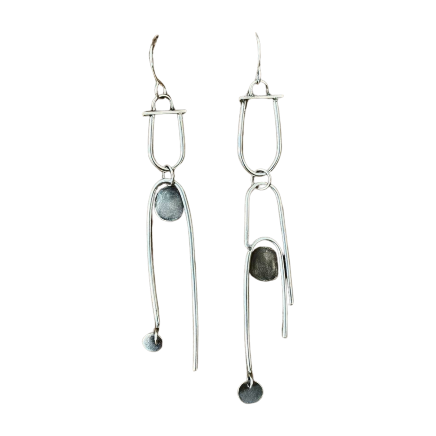 Groove Asymmetrical Silver Earrings