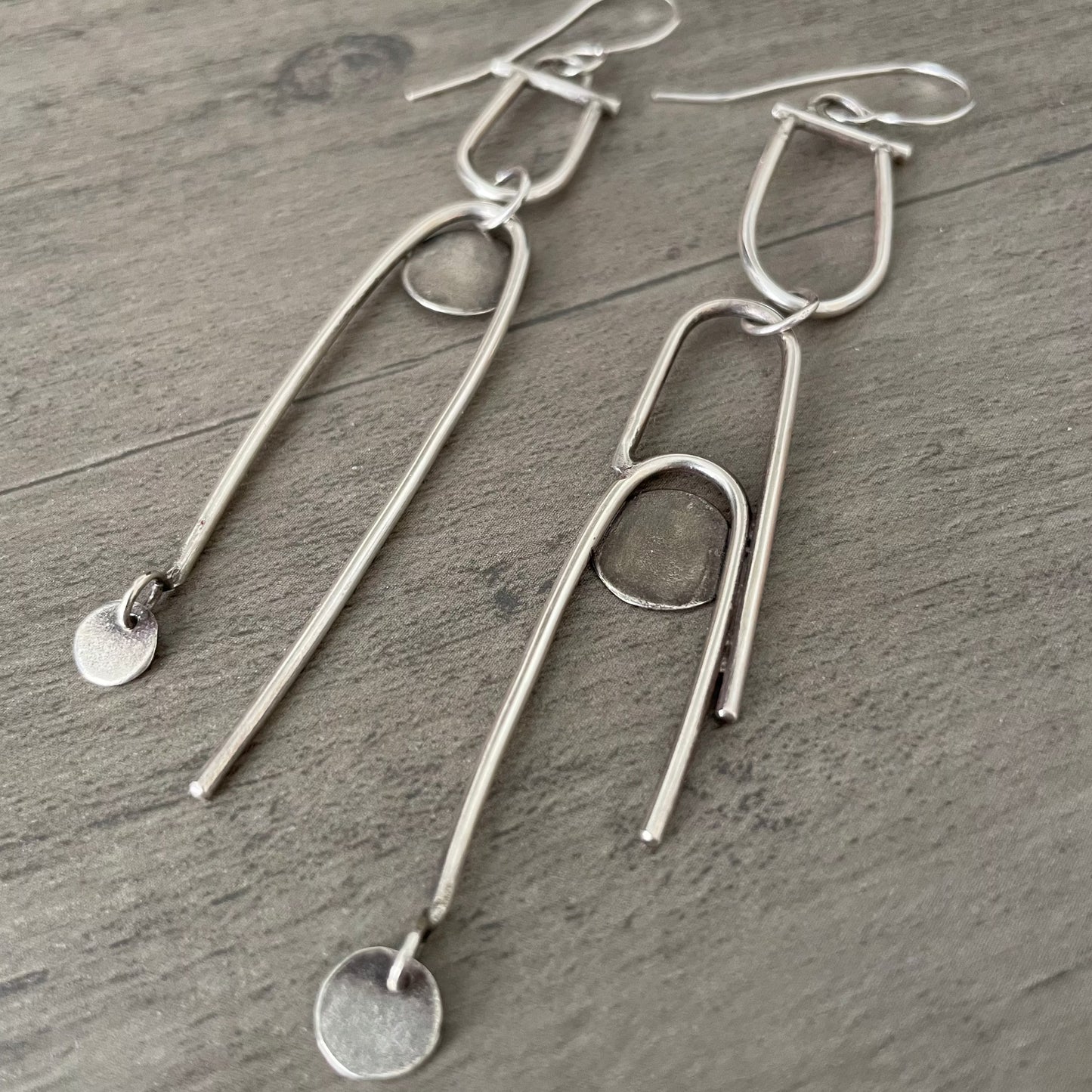 Groove Asymmetrical Silver Earrings
