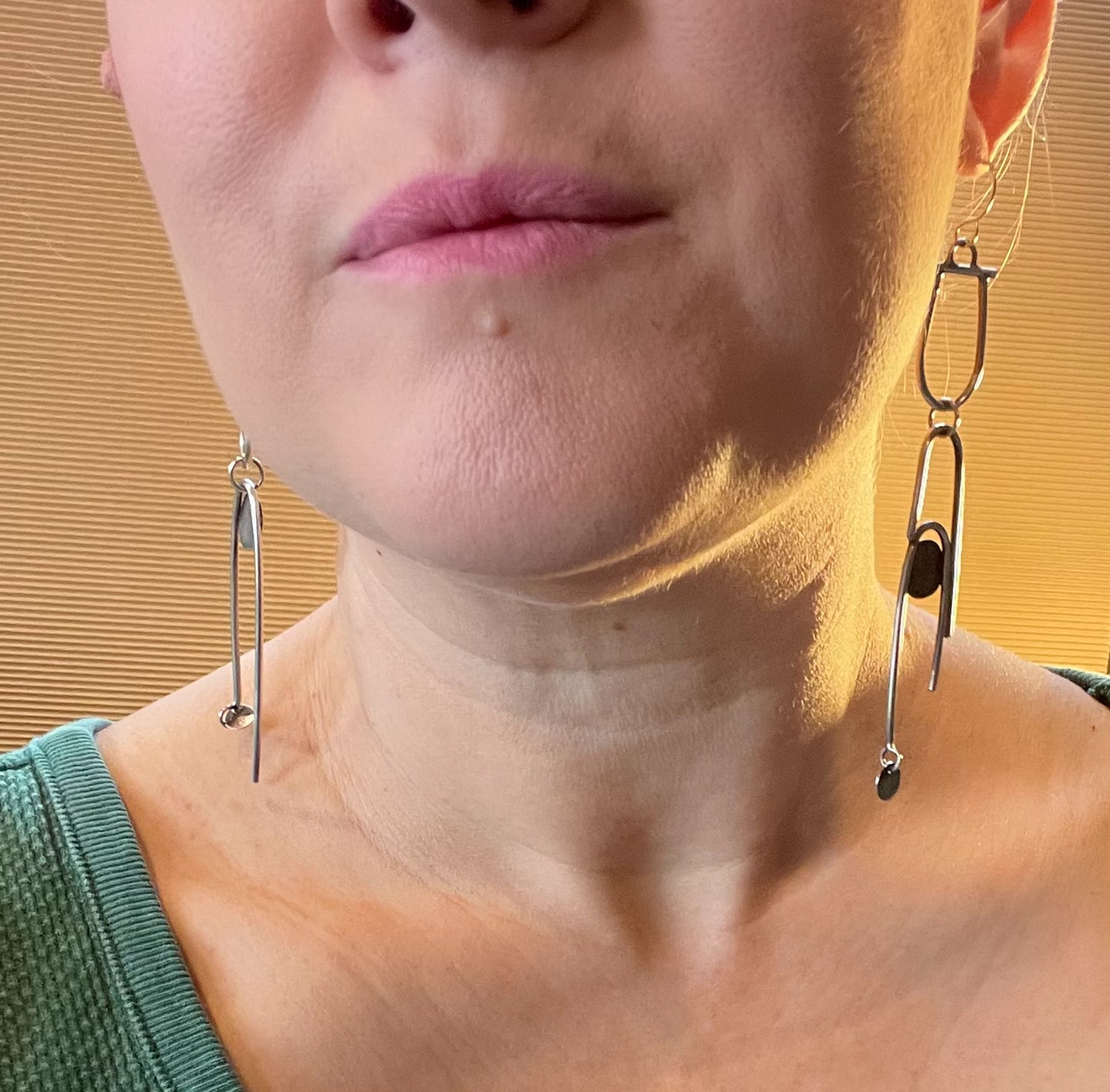 Groove Asymmetrical Silver Earrings