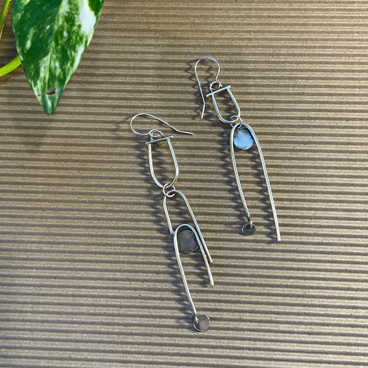 Groove Asymmetrical Silver Earrings