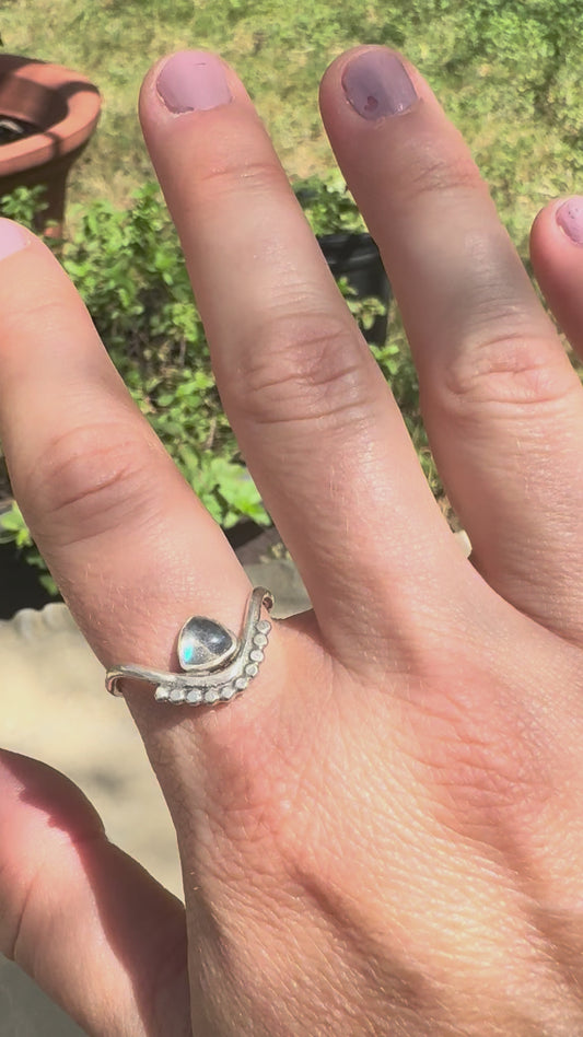 Rhythm Ring with Rainbow Moonstone