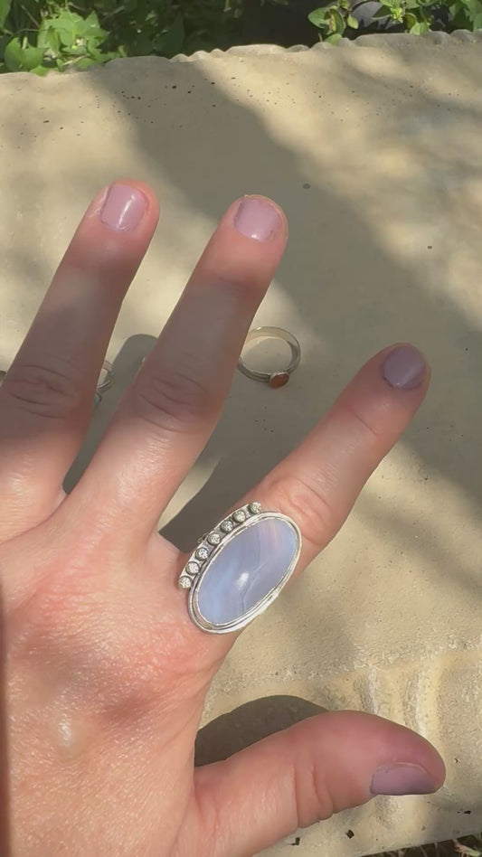 Blue Lace Agate and Peridot Ring